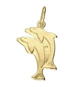 Gouden Dolfijn dubbel vlak ketting hanger, Verzenden, Nieuw