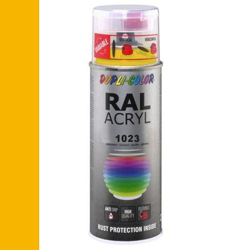 Dupli-Color Ral Acryl Ral 1023 Verkeersgeel Hoogglans 400 ml, Doe-het-zelf en Verbouw, Verf, Beits en Lak, Nieuw, Ophalen of Verzenden