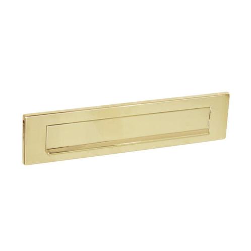 Intersteel Briefplaat met klep/regenrand - messing gelakt, Tuin en Terras, Brievenbussen, Nieuw, Verzenden