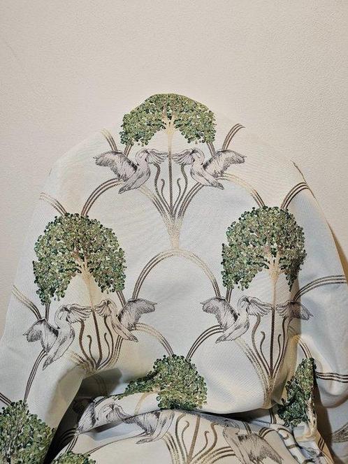 Art Nouveau Jacquard Stof met Zwanen - 300x280cm - Luxe, Antiek en Kunst, Antiek | Kleden en Textiel