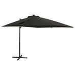 vidaXL Zweefparasol met paal en LED-verlichting 250 cm zwart, Tuin en Terras, Parasols, Verzenden, Nieuw, 2 tot 3 meter, Zweefparasol