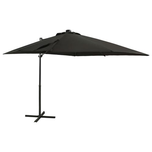 vidaXL Zweefparasol met paal en LED-verlichting 250 cm zwart, Tuin en Terras, Parasols, Zweefparasol, Nieuw, 2 tot 3 meter, Verzenden