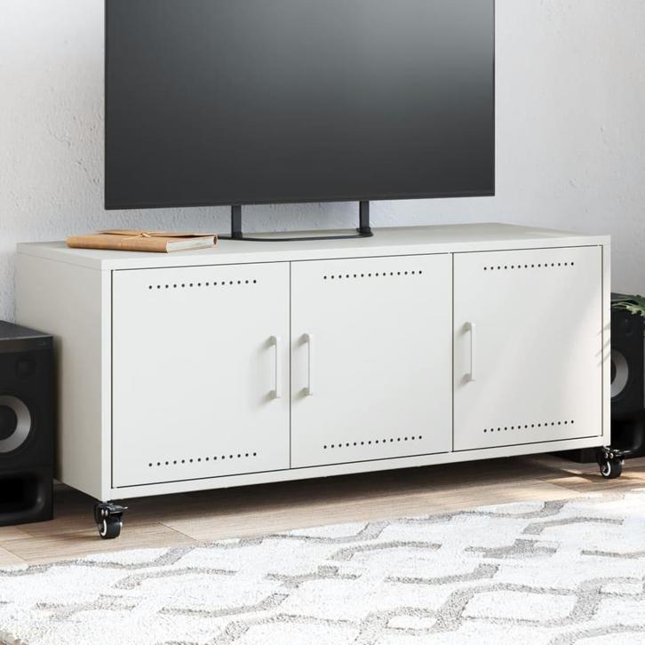 vidaXL Tv-meubel 100,5x39x43,5 cm staal wit, Huis en Inrichting, Kasten | Televisiemeubels, Nieuw, Metaal, Verzenden