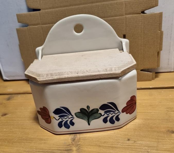 Boerenbont Zoutbakje aardewerk met houten deksel, Huis en Inrichting, Keuken | Servies, Nieuw, Verzenden