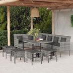 vidaXL 6-delige Tuinset met kussens poly rattan grijs, 6 zitplaatsen, Nieuw, Tuinset, Verzenden