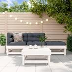 vidaXL 4-delige Loungeset met kussens massief hout wit, 4 zitplaatsen, Verzenden, Nieuw, Loungeset