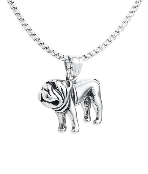 Ketting Bulldog - Stainless steel - Verkleurd niet, Sieraden, Tassen en Uiterlijk, Kettingen, Zilver, Nieuw, Met hanger, Verstelbaar