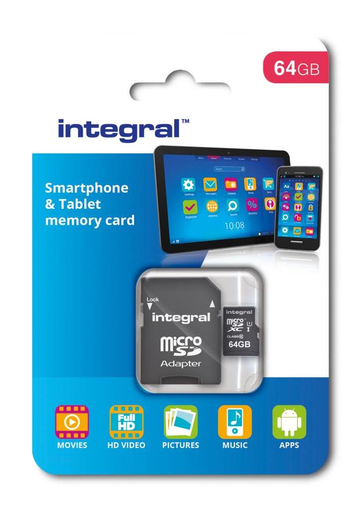 Integral Smartphone & Tablet microSDXC 64GB - 90MB/s UHS-..., Huis en Inrichting, Lampen | Overige, Nieuw, Ophalen of Verzenden