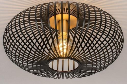 Rietveld Plafondlampen - Zwart, Goud - Metaal, Huis en Inrichting, Lampen | Plafondlampen, Verzenden