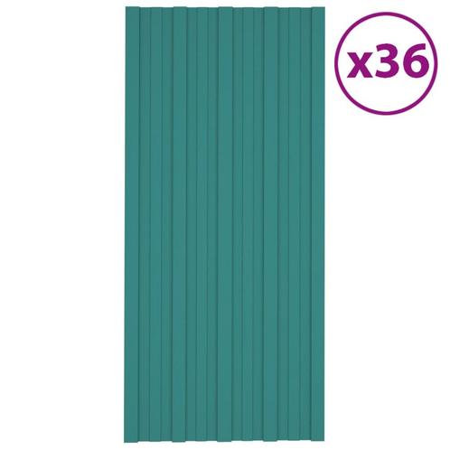 vidaXL Dakpanelen 36 st 100x45 cm gegalvaniseerd staal groen, Doe-het-zelf en Verbouw, Dakpannen en Dakbedekking, Nieuw, Verzenden