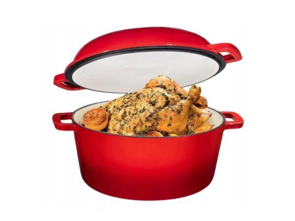 Veiling - Geëmailleerde Gietijzeren Braadpan 2-in-1 – 4,5, Huis en Inrichting, Keuken | Potten en Pannen