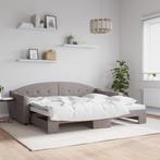 vidaXL Slaapbank met onderschuifbed 90x200 cm stof taupe, Huis en Inrichting, 90 cm, Eenpersoons, Verzenden, Nieuw