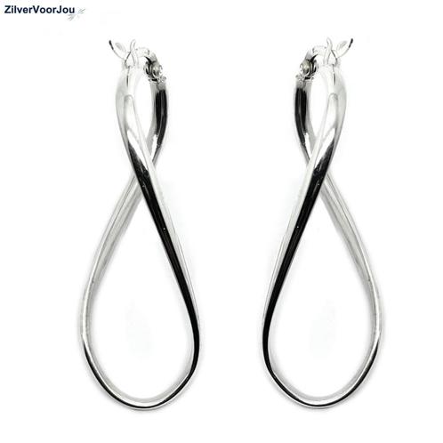 Zilveren grote ovale twist creolen oorringen, Sieraden, Tassen en Uiterlijk, Oorbellen, Nieuw, Verzenden