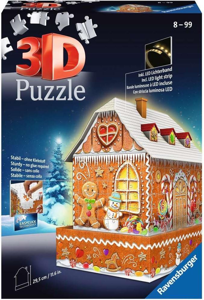 3D Puzzel - Gingerbread House Night Edition (216 Stukjes) |, Hobby en Vrije tijd, Denksport en Puzzels, Nieuw, Verzenden