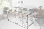 Eettafel Barracuda X 180cm natuurel & Glasplaat / 39698 &, Huis en Inrichting, Tafels | Eettafels, Ophalen of Verzenden, Nieuw