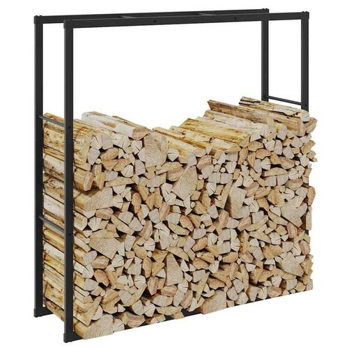 vidaXL Haardhoutrek 110x30x116 cm staal zwart, Huis en Inrichting, Haarden, Nieuw, Verzenden