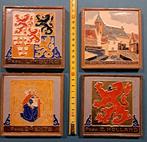 Tegel (4) - 3 met provinciewapens en 1 met stadsgezicht. -