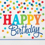 Verjaardag Servetten Happy Birthday Confetti Regenboog 33cm, Hobby en Vrije tijd, Feestartikelen, Verzenden, Nieuw