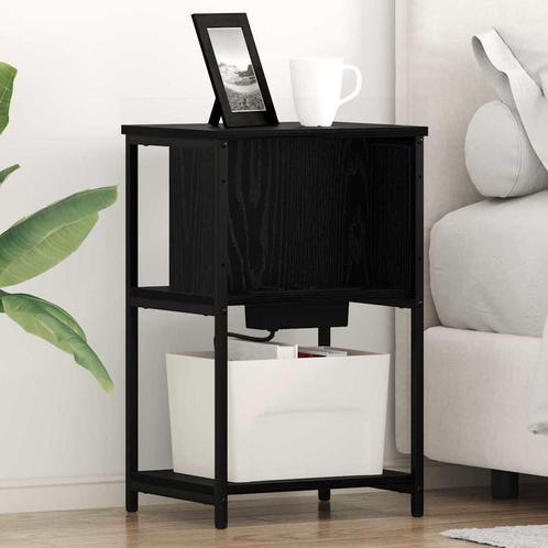vidaXL Nachtkastje 2 pcs Zwart eiken 38 x 31 x 61 cm Bewerkt, Huis en Inrichting, Slaapkamer | Nachtkastjes, Nieuw, Minder dan 45 cm