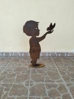 Snijwerk, escultura menino com borboleta na mão - 50 cm -