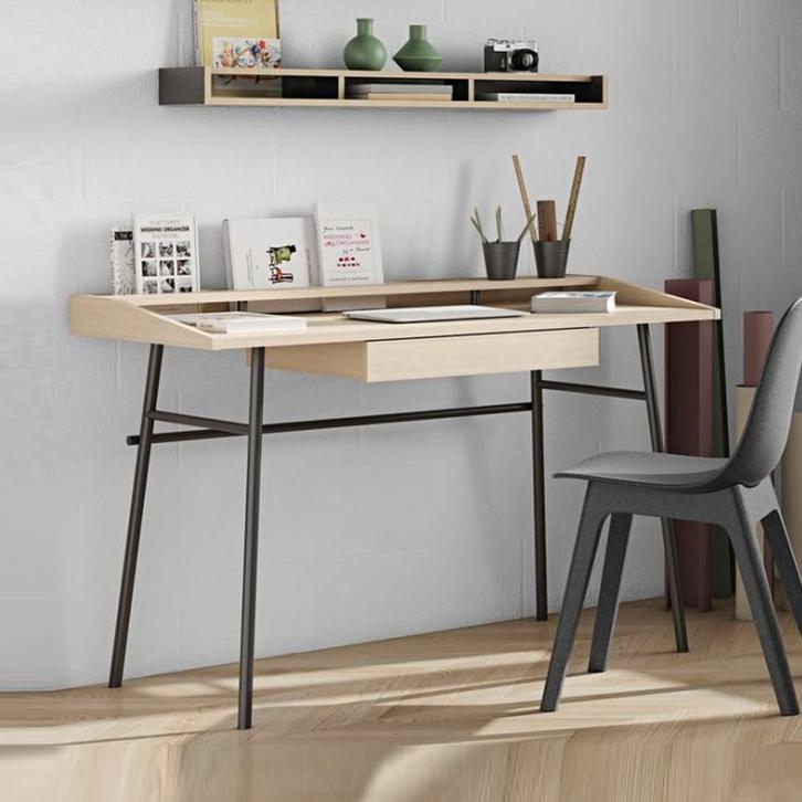*WOONWINKEL* TemaHome Ply Modern Eiken Bureau Met Lade, Huis en Inrichting, Bureaus, Nieuw, Verzenden
