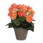 Zalmroze Begonia kunstplant 30 cm in grijze pot - Overige .., Huis en Inrichting, Kamerplanten, Ophalen of Verzenden