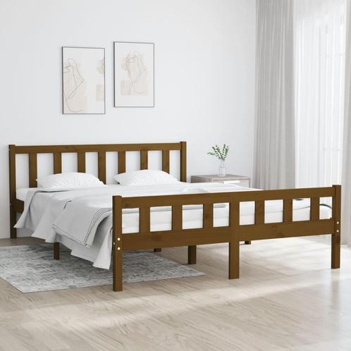 vidaXL Bedframe massief hout honingbruin 120x200 cm, Huis en Inrichting, Slaapkamer | Bedden, 120 cm, 200 cm, Bruin, Twijfelaar