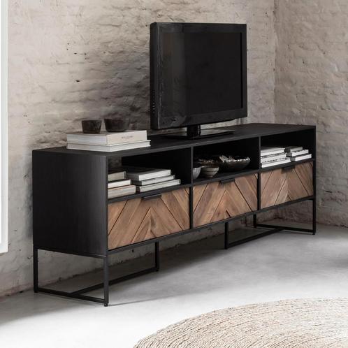 *WOONWINKEL* DTP Home Criss Cross TV-meubel Visgraat Zwart 1, Huis en Inrichting, Kasten | Televisiemeubels, Nieuw, Verzenden