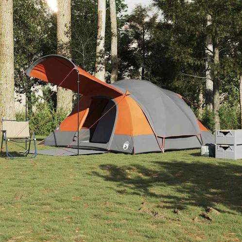 vidaXL Tunneltent 8-persoons waterdicht grijs en oranje, Caravans en Kamperen, Tenten, Nieuw, tot en met 2, Verzenden