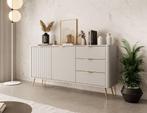 Meubella Dressoir beige met goud 163 cm, Huis en Inrichting, Kasten | Dressoirs, Verzenden, 150 tot 200 cm, Nieuw, Modern