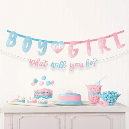 2 Letterslingers Gender Reveal Boy Or Girl, Kinderen en Baby's, Kraamcadeaus en Geboorteborden, Nieuw, Ophalen of Verzenden