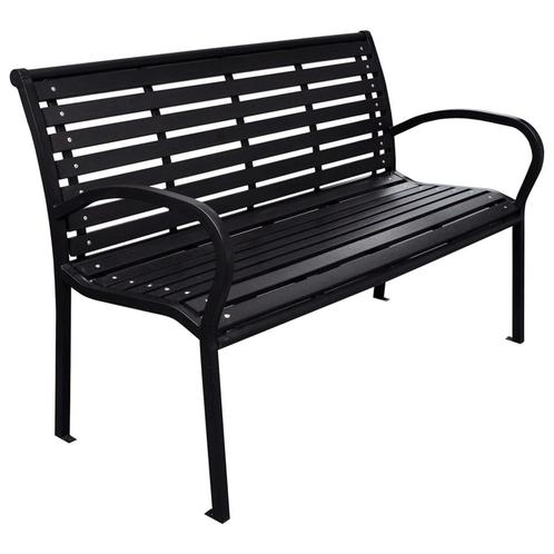 vidaXL Tuinbank 116 cm staal en HKC zwart, Tuin en Terras, Tuinbanken, Nieuw, Verzenden