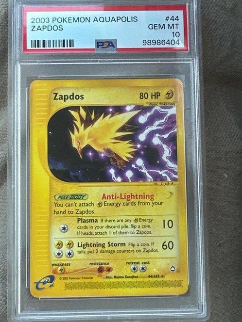 Pokémon - 1 Graded card - zapdos aquapolis - PSA 10, Hobby en Vrije tijd, Verzamelkaartspellen | Pokémon