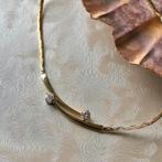 18 Krt. Gouden cobra schakel collier met diamant; 0,32 ct..., Sieraden, Tassen en Uiterlijk, Kettingen, Gebruikt, Overige kleuren