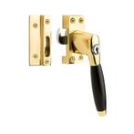 Klassieke raamsluiting met slot, rechts, messing gelakt -..., Doe-het-zelf en Verbouw, Hang- en Sluitwerk, Ophalen of Verzenden