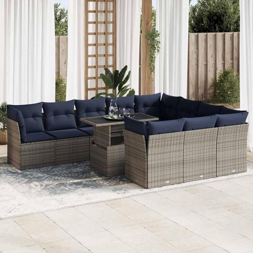 vidaXL 11-delige Loungeset met kussens poly rattan acacia, Tuin en Terras, Tuinsets en Loungesets, Loungeset, Nieuw, Rotan, Verzenden