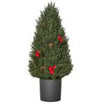 TRUUSK Kerstboom 50 cm - Cypressen met 7 rode bessen en 6 de, Diversen, Kerst, Verzenden, Nieuw