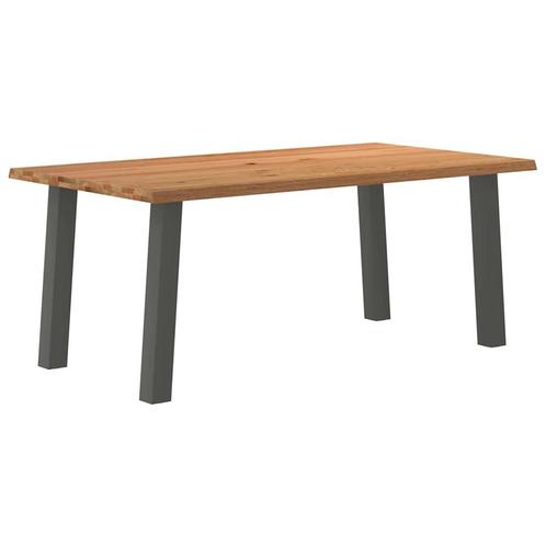 vidaXL Eettafel rechthoekig 180x100x74 cm massief eikenhout, Huis en Inrichting, Tafels | Eettafels, Nieuw, Verzenden