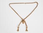 Een 14k jasseron schakelcollier, 14k bi-color gouden hanger., Gebruikt