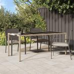 vidaXL Tuintafel 190x90x75 cm gehard glas en poly rattan, Tuin en Terras, Verzenden, Nieuw