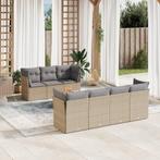 vidaXL 8-delige Loungeset met kussens poly rattan beige, Verzenden, Nieuw, Rotan, Loungeset