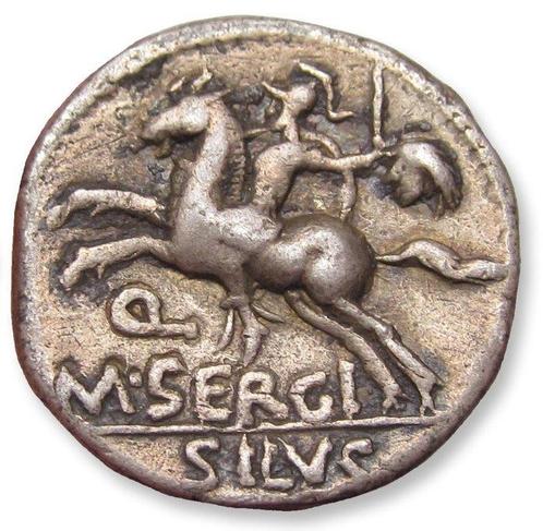 Romeinse Republiek. M. Sergius Silus, 116-115 BC. Denarius, Postzegels en Munten, Munten | Europa | Niet-Euromunten