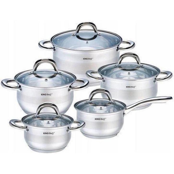 Kinghoff KB-1096 10 delige RVS pannenset - geschikt voor, Huis en Inrichting, Keuken | Potten en Pannen, Ophalen of Verzenden