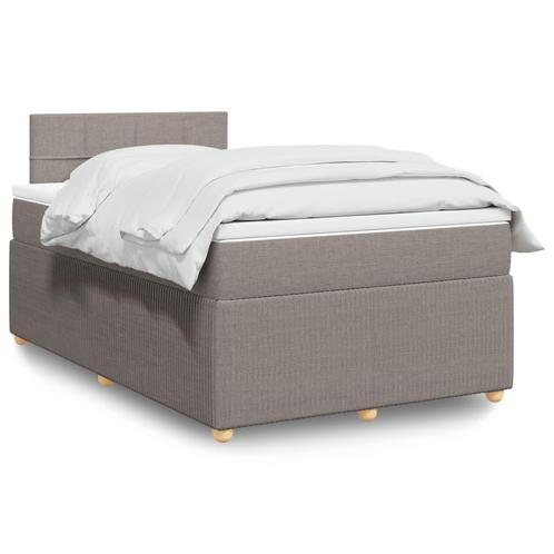 vidaXL Boxspring met matras stof taupe 120x200 cm, Huis en Inrichting, Slaapkamer | Bedden, 120 cm, 200 cm, Twijfelaar, Nieuw