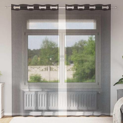 vidaXL Gordijnen voile met doorvoertules 2 st 140x245 cm, Huis en Inrichting, Stoffering | Gordijnen en Lamellen, Zwart, Nieuw