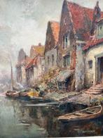 Alfred van Neste (1874-1969) - Huisjes aan de rivier (Brugge