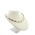 Bicolor gouden fantasie collier met saffier (Ketting), Gebruikt, Overige kleuren, Ophalen of Verzenden, Met edelsteen