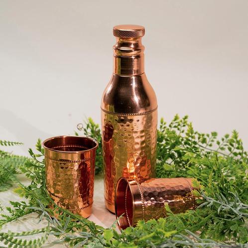 Puur koperen set - klassieke fles met 2 bekers -, Sport en Fitness, Gezondheidsproducten en Wellness, Nieuw