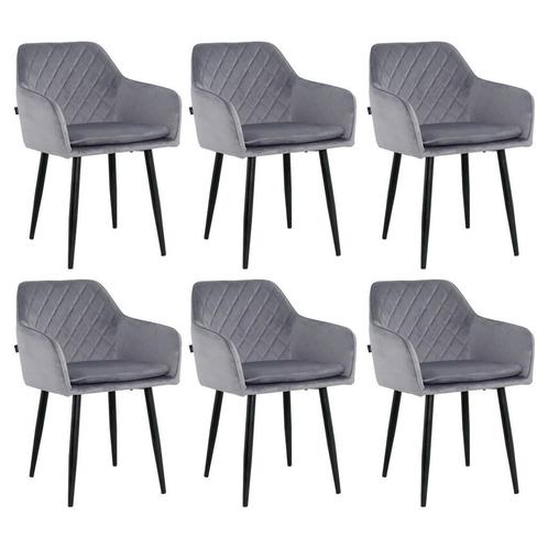 Lina® Noble - Velvet Eetkamerstoel - Set van 6 - Licht Grijs, Huis en Inrichting, Stoelen, Vijf, Zes of meer stoelen, Overige kleuren