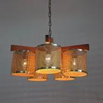 Plafondlamp - Hout, Rattan, Messing - Vintage hanglamp in